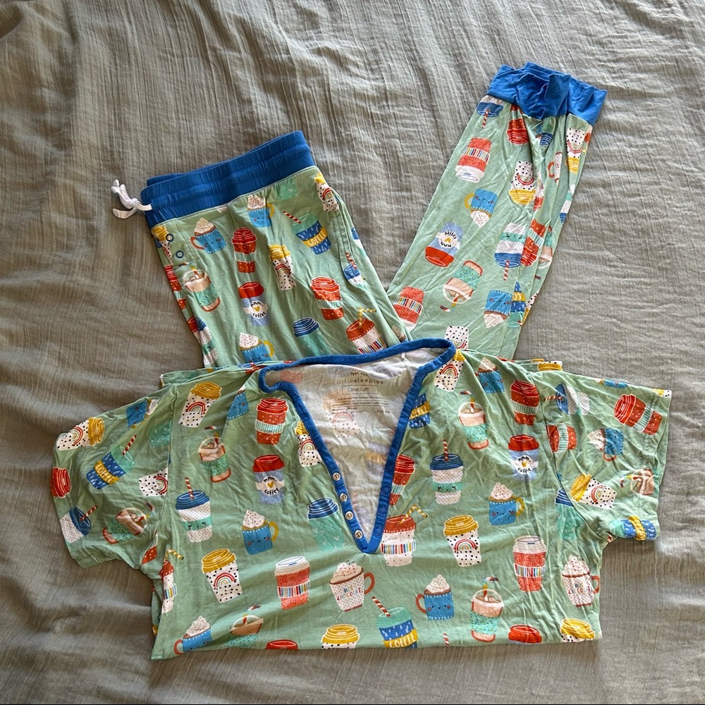 Little Sleepies Women’s M Blue Latte Pajama Set